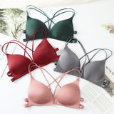 Back Beautify Ladies Front Closure Wire Free Fashion Bra Sexy Padded Lingerie Bralette Gather Push Up Seamless Bra
