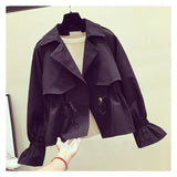 Zingj Short Windbreaker Female Autumn 2024 New Korean Version Fashion Loose Versatile Waist Show Thin Coat Female Tide-Outfit