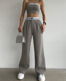 Women's New Hottie Wearing Sports Vest Braids High-Rise Broad-Legged Trousers Casual