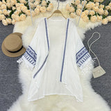 Zingj Style Embroidery Sun-Protected Shirt On The Beach With A Loose Coat Bohemian Tassel Cardigan Elegant Super Fairy