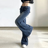 Waist Denim Jeans women Vintage Cute Chic Straight Pants wide leg jwans woman Streetwear Harajuku Grunge Clothes
