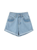Denim Shorts Vintage Chic Black Ladies Hot Short Pants High Waist Y2K Harajuku Streetwear Loose Blue Wide-leg Jeans