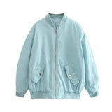 And Winter New Pure Color Loose Leisure Zipper Flight Jacket Cotton-Padded
