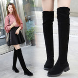 Zingj New 2023 Women's Boots Suede Over The Knee Boots Low Heel Flat And Cotton Thermal Sleeve Women's Boots- Outfit
