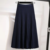 Zingj And Winter College Style High Waist Pleated Knitted Skirt Medium-Long Style Full-Length Bag Buttocks Korean Version Show Thin And Large A-Shaped