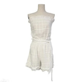 2022 Women's Cotton Linen Collection Ruffle Wrap Chest Tie Casual Jumpsuit Shorts Shorts for