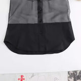 New Transparent Hard Gauze Spliced Loose Shirt
