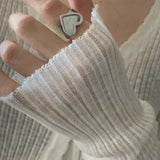 Women V-neck Solid Single Button Slim Knitted Thin Tops Female Korean Style Simple Trendy Long Sleeve Sun