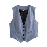 Summer New Women's Street Fashion Leisure Vest 15 Color V Collar