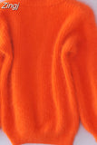 Mohair Thicken Turtleneck Sweater Autumn Winter Sweet Fashion Lantern Sleeve Casual Solid Color Pullover pull