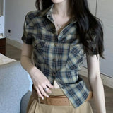 Shirts Women Vintage Sexy Crop Tops Streetwear Chic Summer Y2k Skinny Camisas Fashion College Kpop Casual Temperament