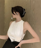 Style Bow Back Vest Sleeveless Top + High Waist Wide Leg Shorts Two-piece Short Sets Summer Top Women Outfit