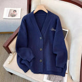 Sweater Coat Female Spring And Autumn Large Size Fat Mm Thin V-Necked Knitted Sweater Advanced Sense College Style Blouse