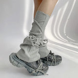 Women Y2k Socks Japanese Lolita Sweet Girl Leg Warmer Knit Sock Bandage Solid Knitted Foot Cover Cosplay Punk Autumn