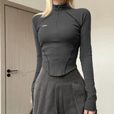 Stitch Detail Long Sleeve Top-Outfit