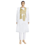 Party Tradition Clothing For Men African Bazin Riche Agbada Robe Shirt Pants 3 PCS Set Plus Size Homme Musulman