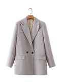 New Pure Color Double-Breasted Loose Casual Suit Jacket In