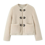 New Spring Buckle Plush Jacket Jacket