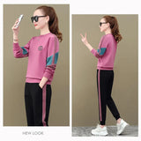 Sports Long Sleeve Two Piece Set Women Fashion Loose Tracksuit Streetwear Pullover Top And Pant Suits Joggers