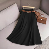 Women's Spring And Autumn Solid Color Casual Bvy Skirt With