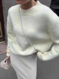 Short Gray Jacket Sweater For The Autumn And Winter 2025 Loose Long-Haired Alpaca Collar Knitted