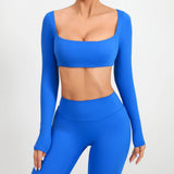 Zingj Tie Chest Pad Long Sleeve Yoga Suit Outdoor Running Fitness Suit Quick Dry Long Sleeve T-Shirt Sports Top Women-Outfit