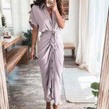 Women's Fashion Dress INS Temperament Fashion Printed Shirt Folded
