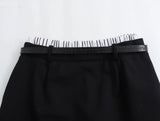New Spring Style Spliced Flat-Angle Trousers, Waist Belt And Skirt Pants