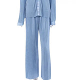 Autumn Two Piece Wide Leg Pant Suits 2022 Women Tracksuit Sets Casual Single Breasted Female Turn Down Collar Shirts