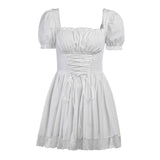 Shoulder Lace Spliced Dress Dark Style Waist Shows A Thin And Fluffy Short Skirt