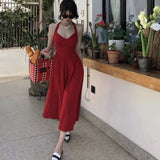 Summer Women Elegant Casual Halter Midi Dresses French Style Lady Female Fashion Outwear Robe Vestidos