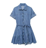 New Literature And Art Vintage Series Denim Short Dress