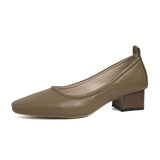 Zingj Spring And Summer New Style Small Heels Simple Ladylike Soft Leather Non-Sharpening Tiptoe Single Shoes Short
