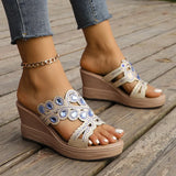 Slope And Cool Slippers Women's Spring And Summer Color Diamond Gentle Muller Shoes Rounded Toe Wearing Large-Size