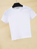 Crop Top T-Shirt Female Solid Cotton O-Neck Short Sleeve T-shirts for Women High Waist Slim Short Sport Femme