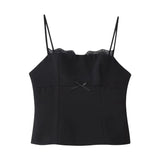 New Spring Style Satin Lace Splice Halter Top