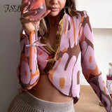 2021 Women V Neck Long Sleeve T Shirt Floral Print Pleated 90s Autumn Elegant Fashion Casual Blue Sexy Top