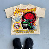 Cartoon Graphic T-Shirt Soho Mortar Goth Super T-Shirt Couple Y2k Top Korean Goth Men's