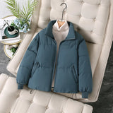 Winter New Add Thick Stand Collar Bread Clothes Down Cotton-Padded Jacket Female Small Students Korean Version Loose Cotton-Padded Jacket Coat Tide-Outfit