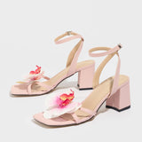 Sandals Three-Dimensional Orchid Head Elegant Light Pink Soft Texture Women's Shoes Direct