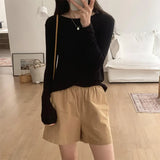 Mask T-Shirt Women's Spring And Autumn New Style With White Basic Solid Color Slim Stretch Bottom