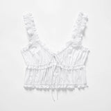 New Bowknot Trim White Poplin Blouse