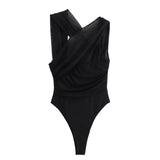 New Silk Mesh Slim Sexy Asymmetrical Jumpsuit