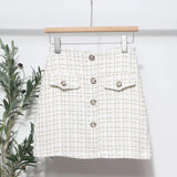 Scented Coarse Flowers, The Short Skirt 2025 Autumn And Winter Korean Version Of The Small Man A-Word Bag Hip Lattice Half-Dress