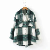 New Autumn Sanded Blouse Women's Lapel Single-Breasted Plaid