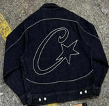 Devil Island Jeans Star Embroidered Jacket High Street Vintage