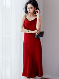 Summer Satin Dress 2022 Strapless Spaghetti Strap Long Backless Dresses Party Casual Basic Maxi Dress Women