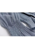 Long Sleeve Draped Design Blue Blouses Or Crop Tops Women Slim Sexy Chiffon Party Club Bar Boydcon Blusas 2023 Summer