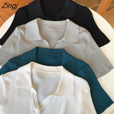 Women Solid Simple Crop Tops Skinny 4 Colors Hot Sale Basic Student Leisure Trendy All-match Summer Ulzzang New