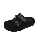 Zingj Slippers Female Autumn Winter Soft Bottom Comfortable Indoor Floor Slippers Leather Flat Slippers Outside The New-Outfit